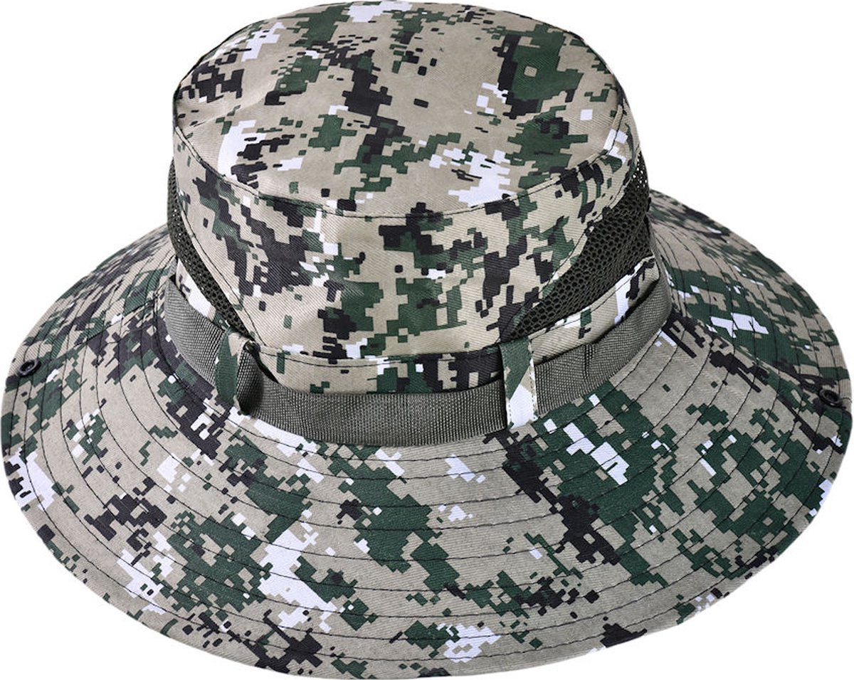 Decopatent - Camouflage Jungle Hoed - Bucket Hat Safari - Vissershoedje Heren - Dames - Volwassenen - Maat 56/58 - Zonnehoed Outdoor Vissershoed - Kleur: Army GROEN