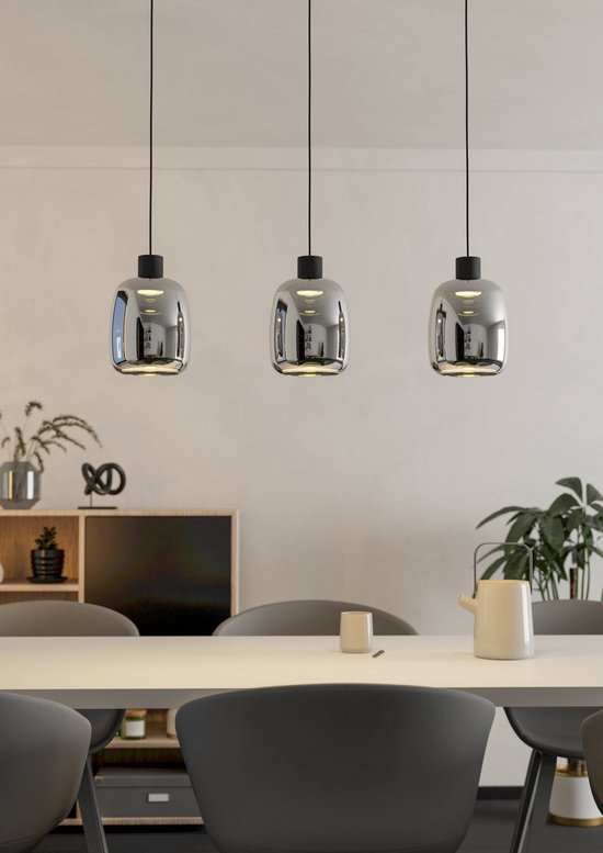 Led Rookglas Bol EGLO connect.z Molochio-Z Smart Hanglamp - LED - 88 cm - Zwart/Smoke ...