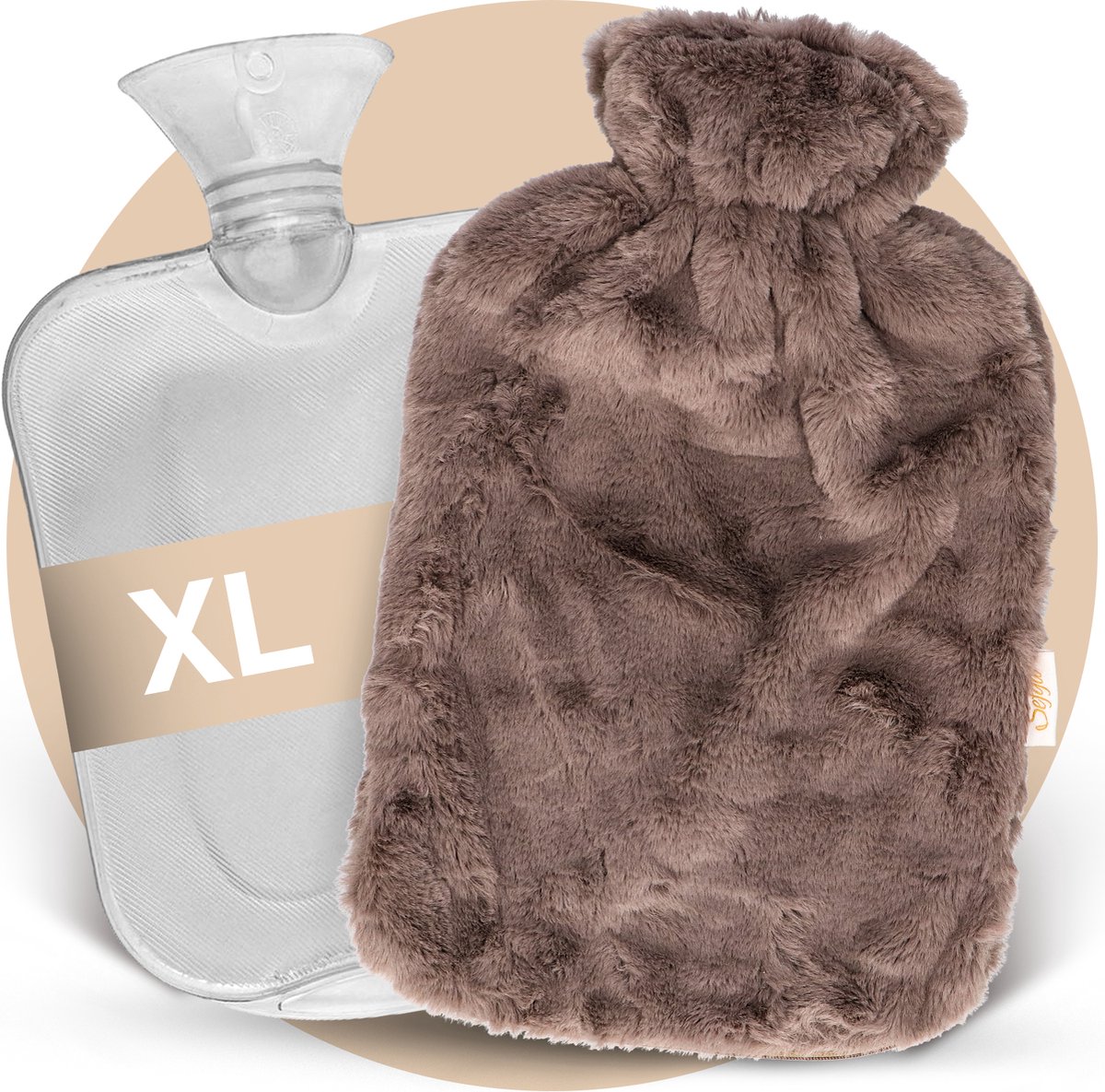 Goedkoopste XXL Kruik 3L – Warmwaterkruik met Hoes en Rits – Extra Groot - Extra Zacht – 3 Liter – 8 uur lang warmte – Grijs - Sefya®