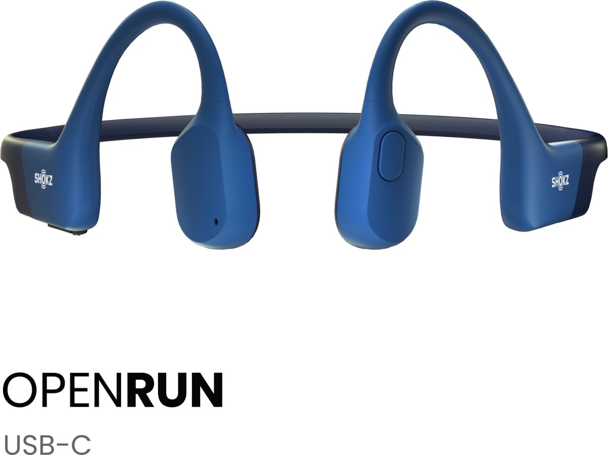 Shokz OpenRun USB-C Open-ear Sporthoofdtelefoon – Bone Conduction – Draadloos – IP67 – Blauw thumbnail 2