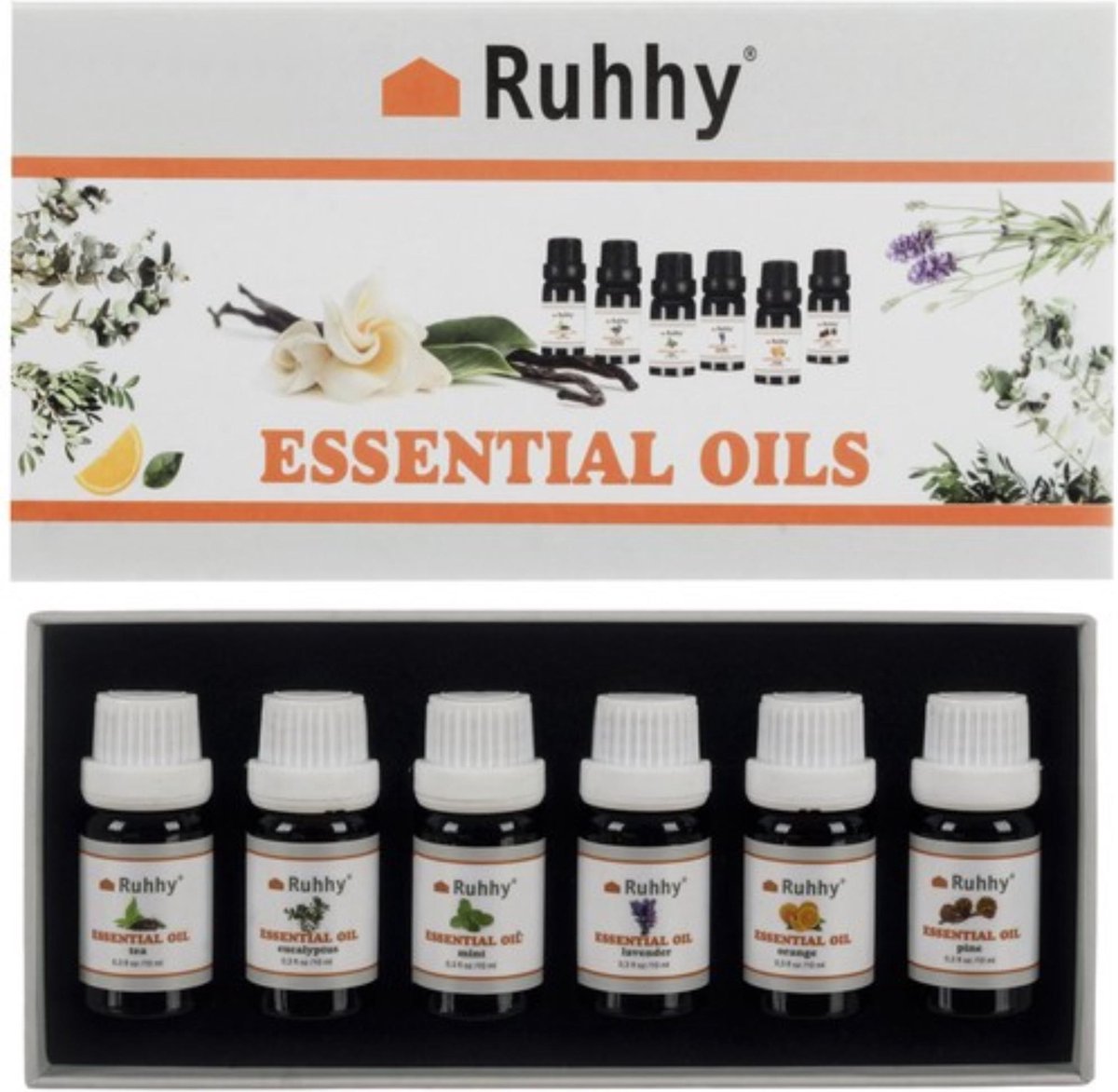 Goedkoopste Ruhhy Essentiële Oliën Set 6 Natuurlijke Geuren voor Aromatherapie!