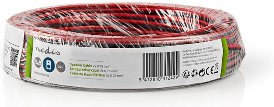 Câble haut-parleur Transmedia (CCA) - 2x 0, 75mm² / rouge / noir - 25 mètres