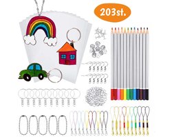 Krimpfolie - 203 Stuks - Krimpie Dinkie - Sleutelhangers Maken - Kleurpotloden - Knutselen - Sieraden Maken