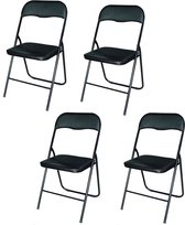 BRASQ Set van 4 Klapstoelen Zwart - Opvouwbare stoelen 43x38x78 cm - PVC - Eettafelstoelen
