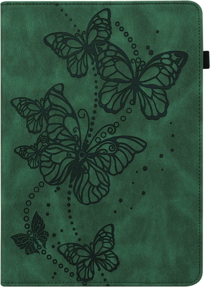 Bescherm-Etui Hoes Map geschikt voor Samsung Galaxy Tab A9 PLUS - 11" - Vlinders - Groen