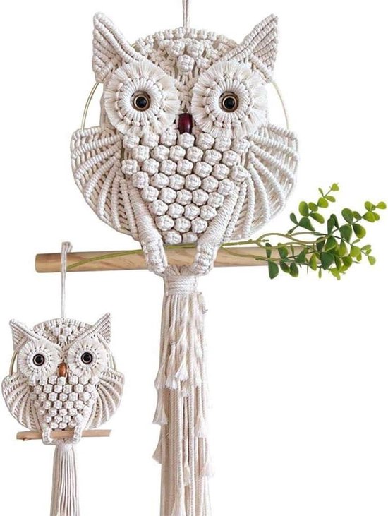Uil macramé wanddecoratie voor je interieur