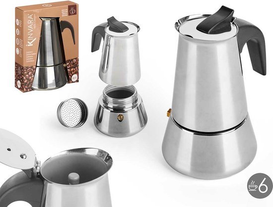 Cafetière italienne Kinvara Percolator - acier - argent - 6 tasses - Cafetière