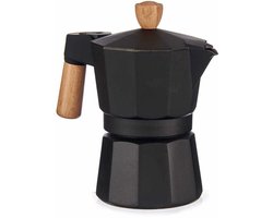 Italiaanse Koffiepot Hout Aluminium 3 Koppar