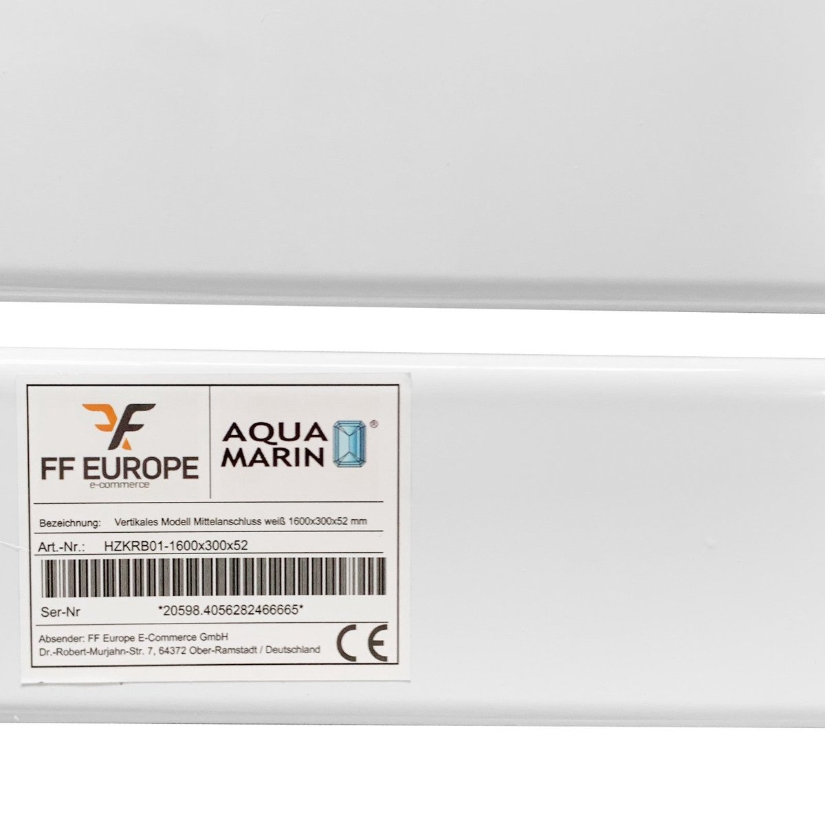 Aquamarin Badkamerradiator Verticaal Handdoekradiator Middenaansluiting Verwarming Badkamer 1025W 160 x 30.4 x 6 9 cm Wit Zonder Ventiel