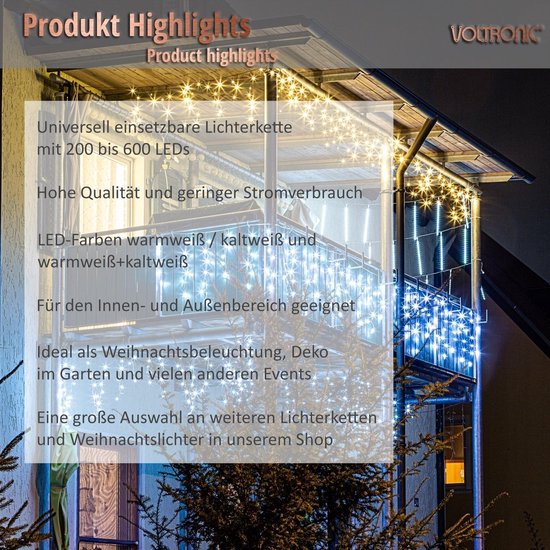 Kerstverlichting Buiten Kerstverlichting 10 M 5 M 400 Leds, Lichtketting Ijsregen Buiten, Lichtketting Ijsregen Timer, Lichtketting voor Buiten, 8 Modi, Lichtgordijn Voor Buiten, Ip44
