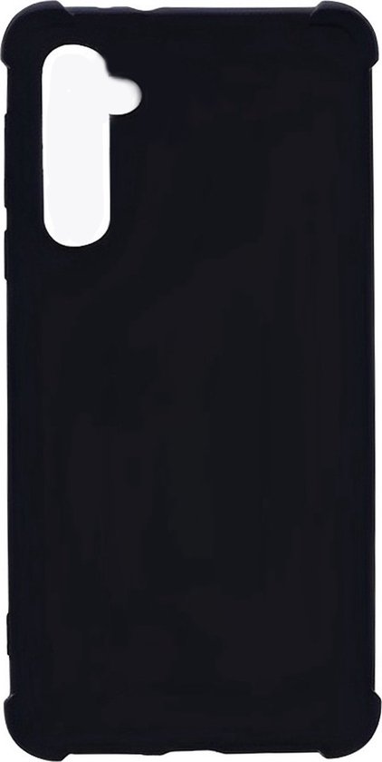 Zwarte telefoonhoes met uitsparing voor camera.