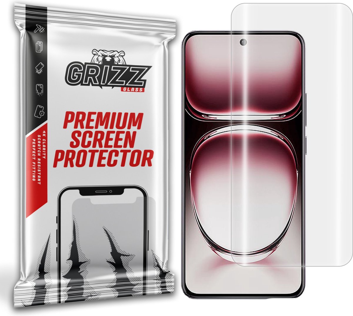 GrizzGlass HydroFilm Screenprotector voor Oppo Reno12 Pro - Transparant