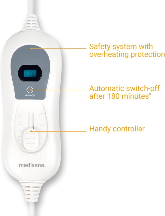 medisana HU 665 Elektrische onderdeken - warmtedeken - 3 warmtestanden - 1- persoons deken - onderdeken - 80 x 150 cm- elektrische warmte onderdeken
