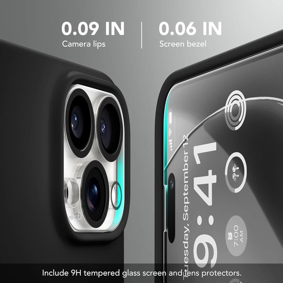 Hoesje met Privacy Screenprotector Geschikt voor iPhone 15 Pro Max Hoesje Siliconen - liquid case - Arara Backcover - Zwart