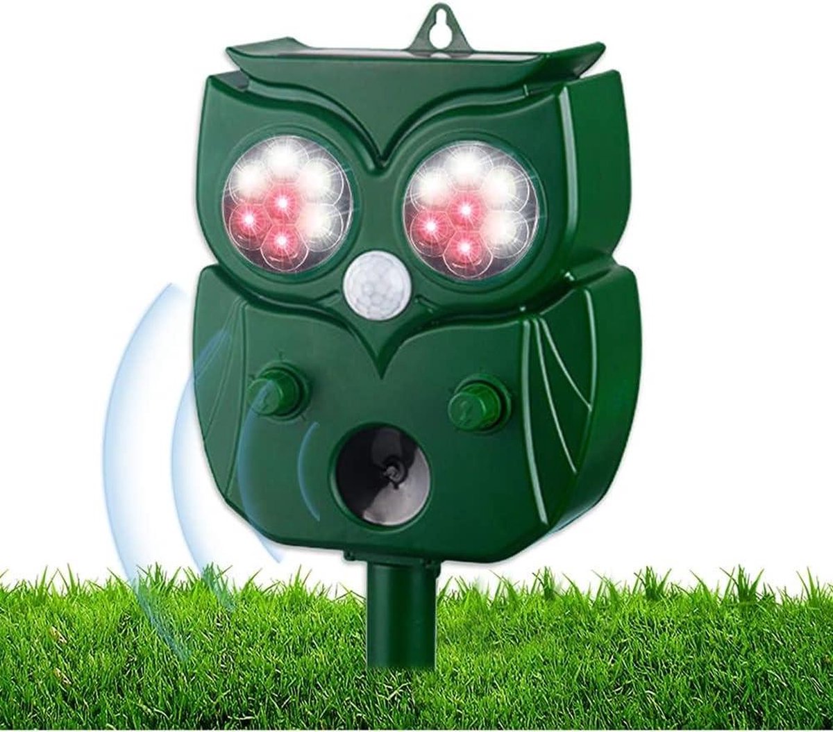Kattenverjager Ultrasone kattenafweer op zonne-energie met led-flits waterdicht IP44 honden katten vogels muizen vossen