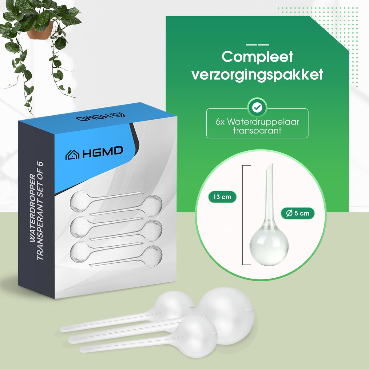 HGMD Waterdruppelaar set van 8 stuks voor planten transparant - Waterdruppelaar voor kamerplanten – Waterbol - Waterdruppelaar voor planten - Watergeefsysteem thumbnail 6