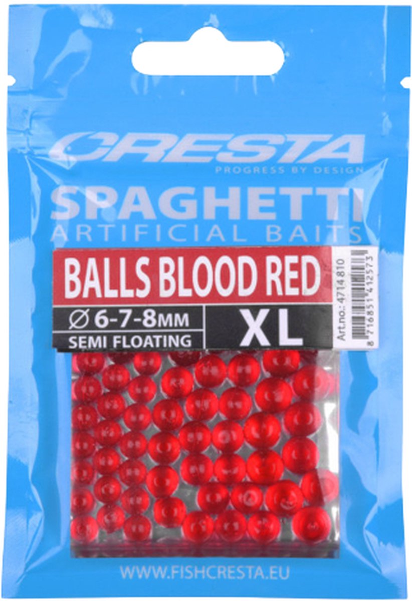 Cresta Spaghetti Balls Xlarge (6-7-8mm) - Kleur : Blood Red