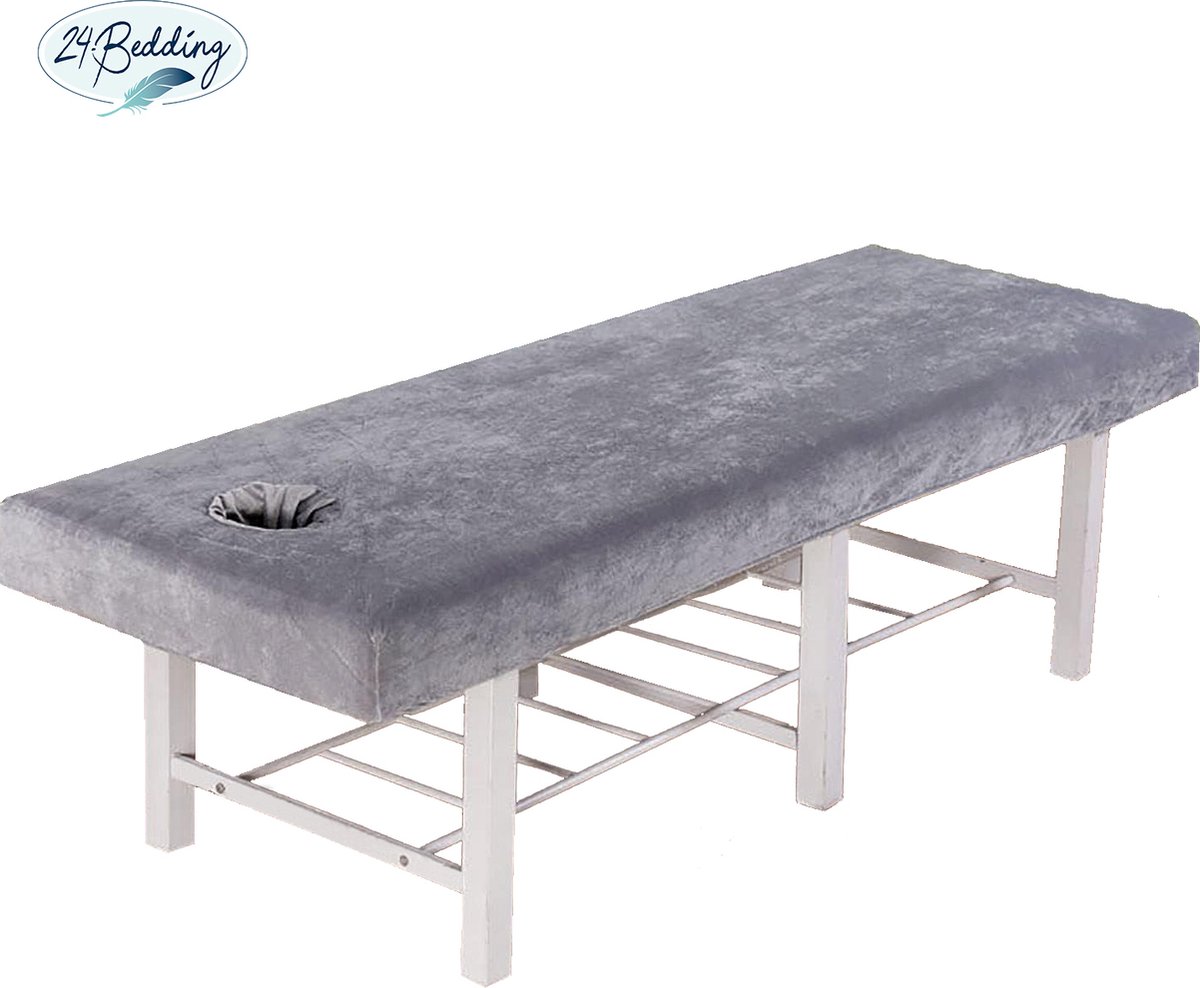 Goedkoopste 24-Bedding - Massagetafel Hoeslaken - Massagetafel hoeslaken Badstof - met gezichtsuitsparing - 70x200-210 cm Grijs