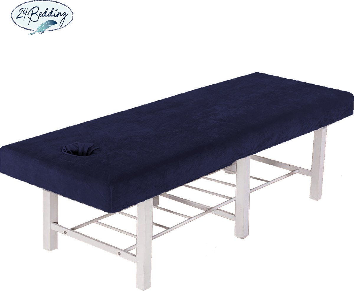 Goedkoopste 24-Bedding - Massagetafel Hoeslaken - Massagetafel hoeslaken Badstof - met gezichtsuitsparing - 70x200-210 cm Marine