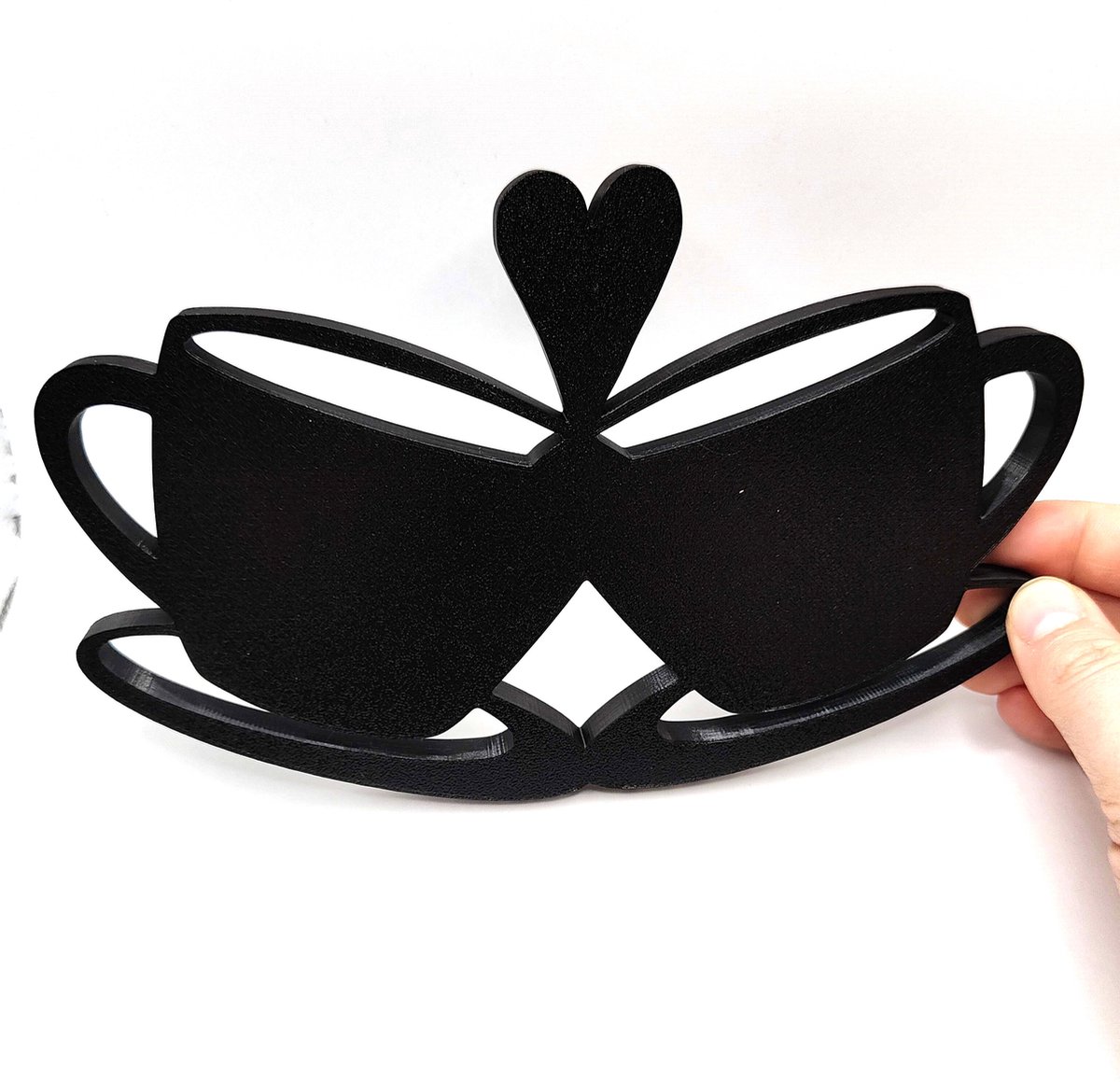 Dubbel Hart Koffiekopje Wandbord – Perfect voor koppels en koffieliefhebbers, keukens en koffieliefhebbers, kan ook op zichzelf staan