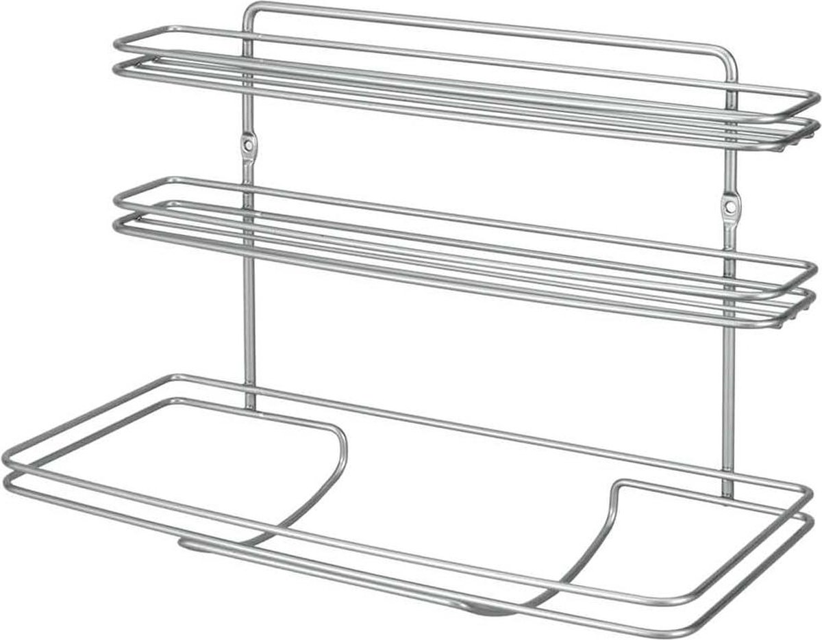 Wandrek keukenrollen houder van staal 3 etages 33 x 14 x 23 cm