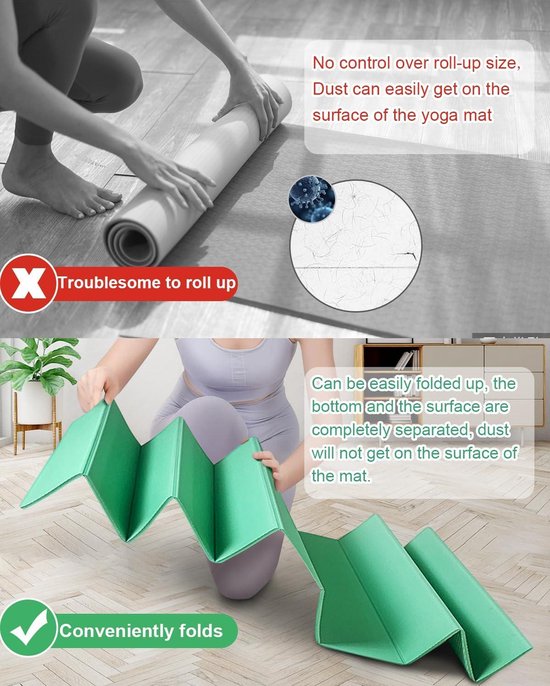 Opvouwbare Yogamat 183×80cm TPE 10mm Dik Antislip Fitnessmat met Netzak - Draagbaar en Opbergbaar — afbeelding 2