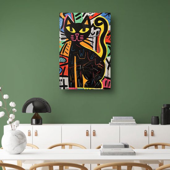 Kat schilderij - Dier schilderijen - Schilderij Patronen - Wanddecoratie industrieel - Acrylglas - Decoratie kamer acrylglas 40x60 cm