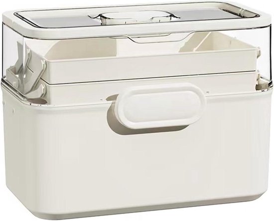 FINPAC Tablettenbox 7 dagen 4 vakken - pillendoos 4 keer per dag met kunstleren tas en naamkaart