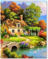 Rubye® Peinture de diamants Adultes – Peinture de diamants Enfants – Kit complet de Peinture de diamants – Maison de campagne – 40 x 50 cm