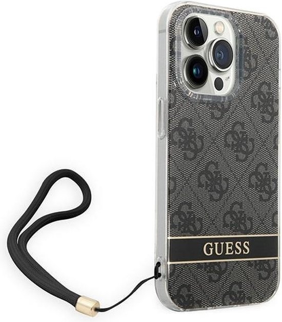 Coque arrière imprimée Guess 4G avec sangle - Apple iPhone 14 Pro Max (6,7") - Zwart