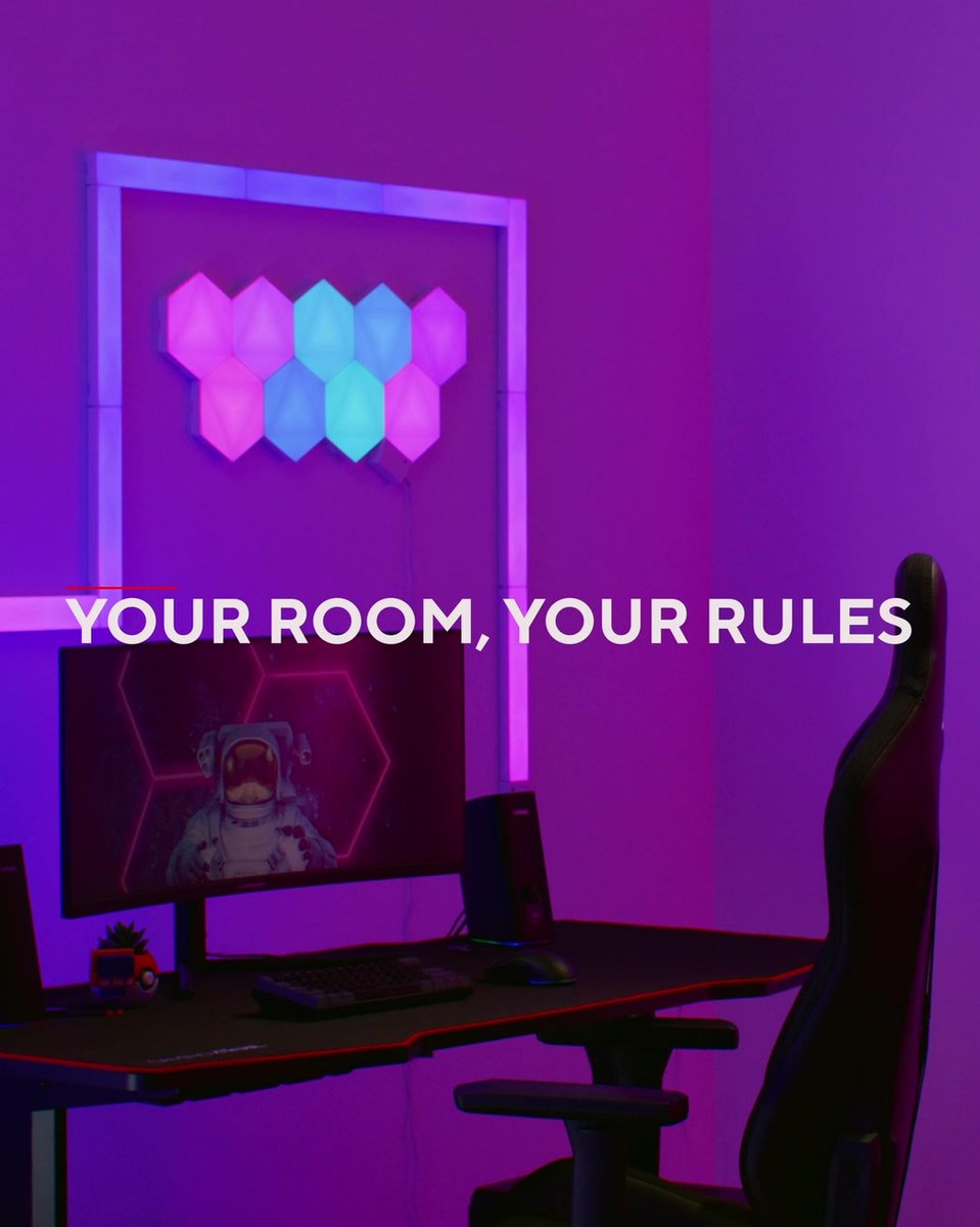 Accessori Setup Gamer Pannelli LED Gaming - Kit 9 Esagonali RGB ...