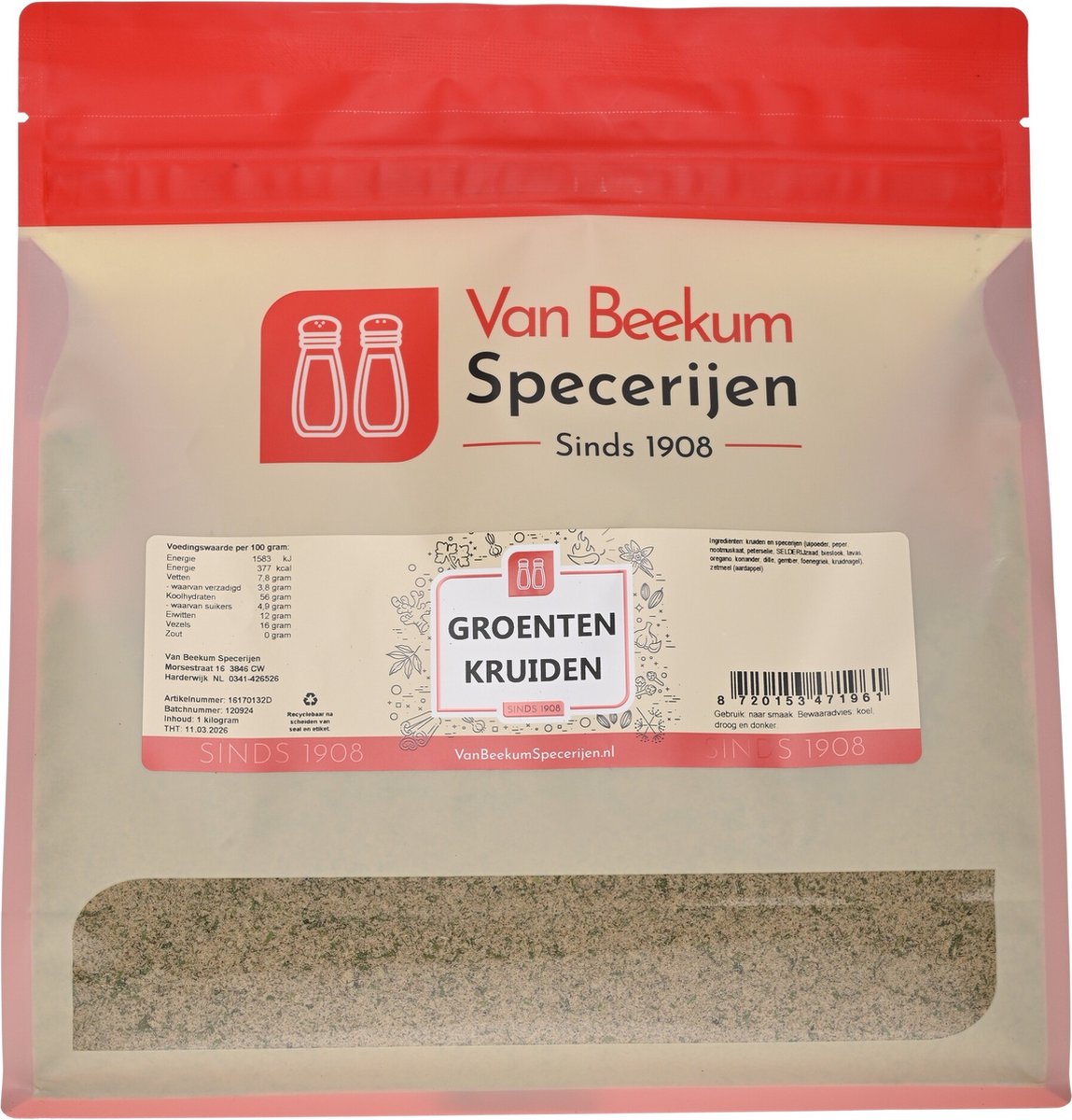 Goedkoopste Van Beekum Specerijen - Groenten Kruiden - 1 kilo (hersluitbare stazak