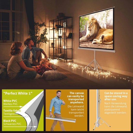 Smit Visual projectiescherm statief 203x203cm met kader tripods