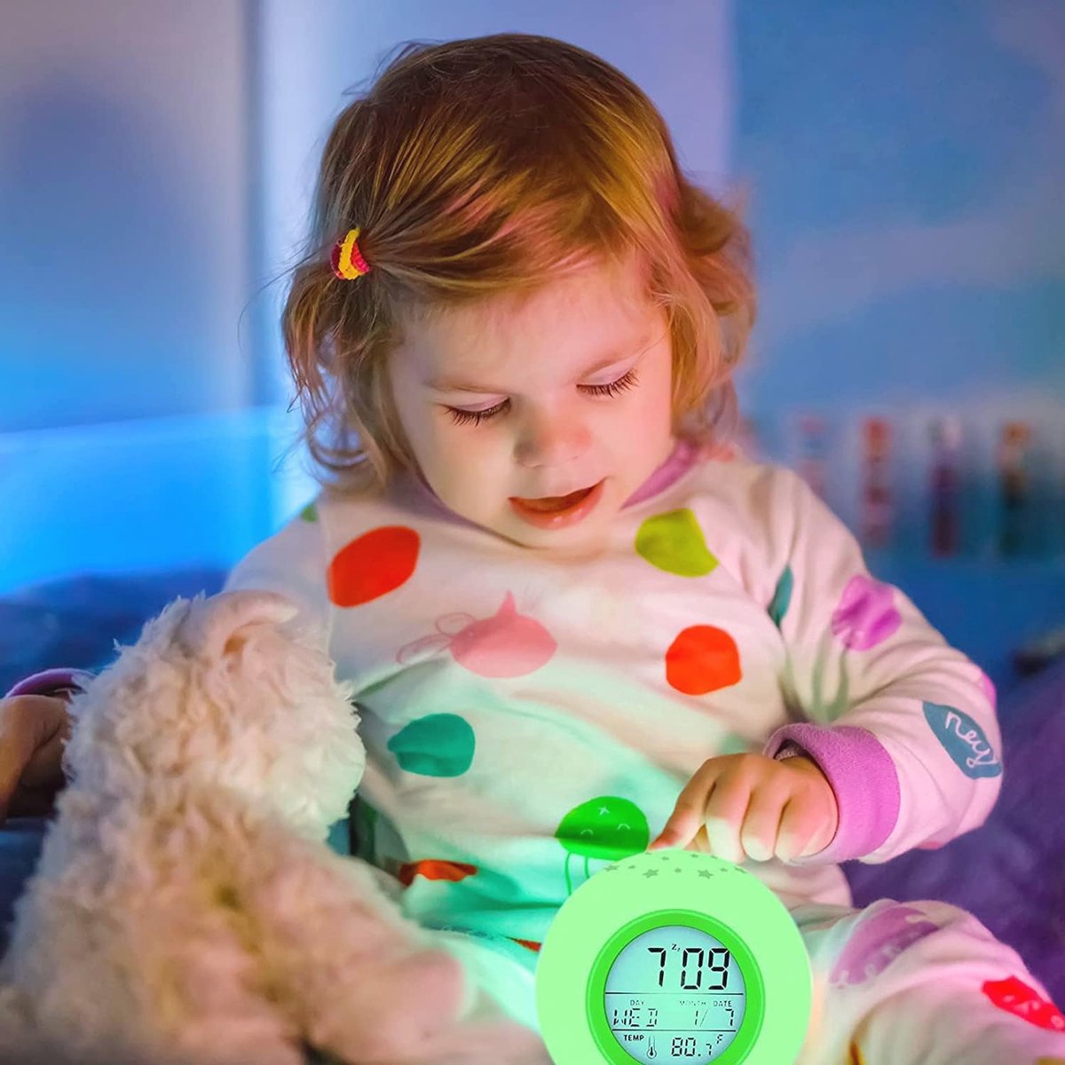 Digitale Kinderwekker met Licht en Projectie voor Jongens en Meisjes - Multifunctionele Nachtlamp met 7 Kleuren — cadeau in Spellen & Speelgoed - foto 6