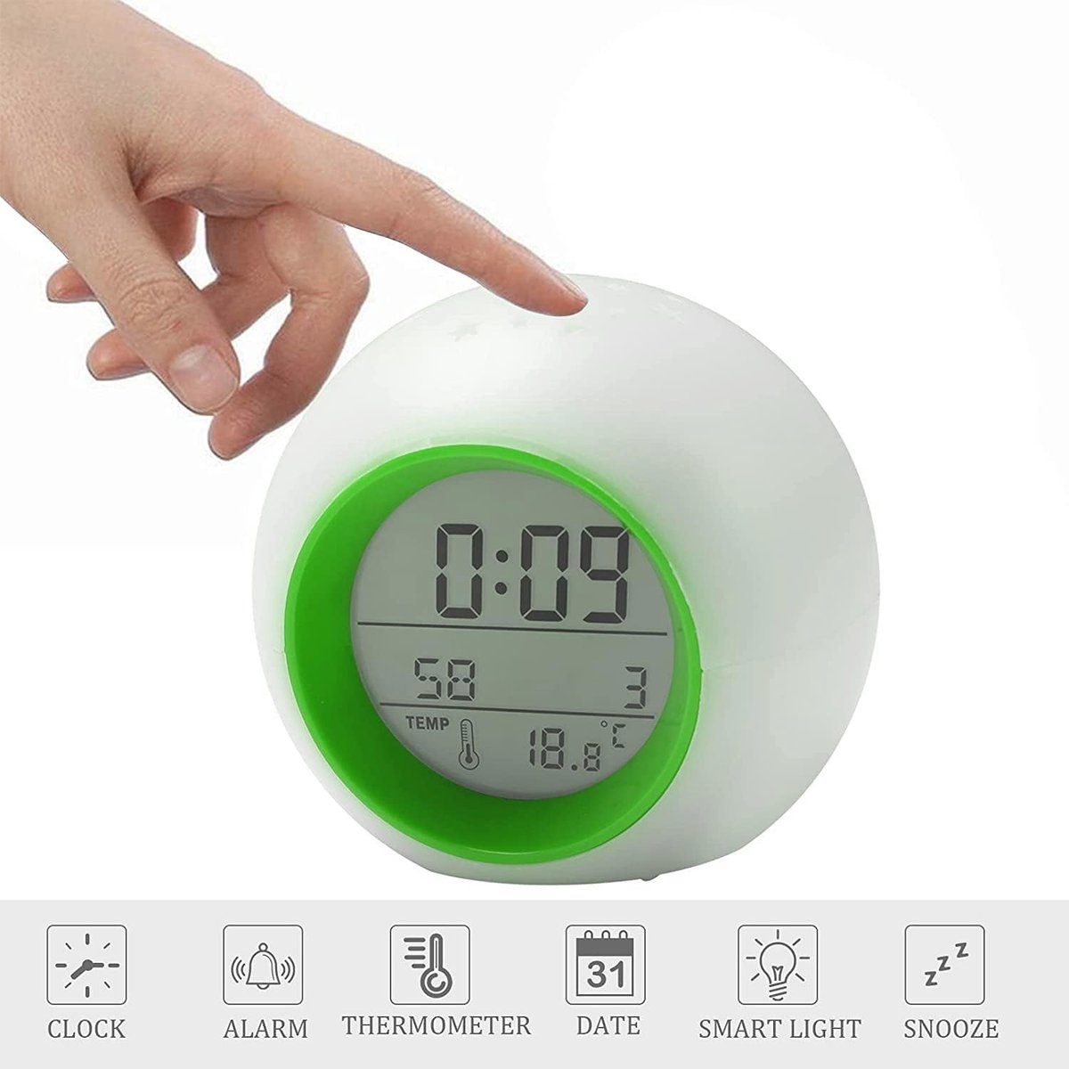 Digitale Kinderwekker met Licht en Projectie voor Jongens en Meisjes - Multifunctionele Nachtlamp met 7 Kleuren — cadeau in Spellen & Speelgoed - foto 3