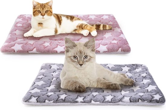 Jaspuriea Hondenbed Medium Wasbare Hondenkrat Matras Kalmerende Pluizige Anti-Angst Hondenbedden Deluxe Pluche Hondenmat met Antislip Bodem, 75x50cm