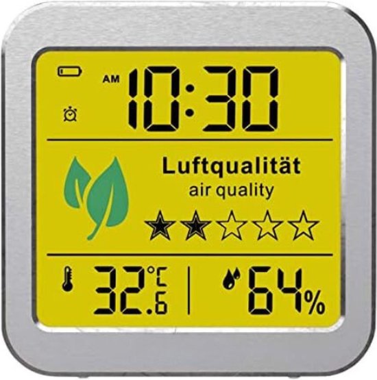 Compteur de CO2 - Compteur de qualité de l'air - Moniteur de CO2 - Portable - Thermomètre - Hygromètre