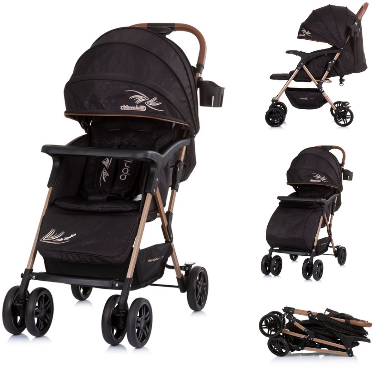 Chipolino April Opvouwbare Buggy Met Voetenhoes Obsidian Black