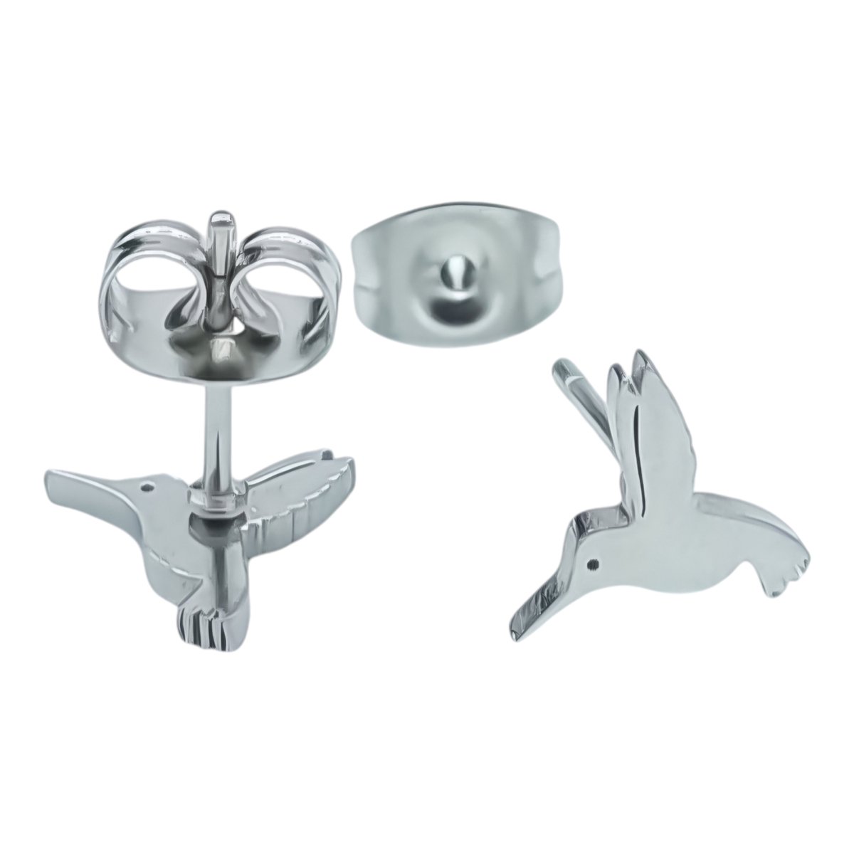 Kleine Kolibrie vogel oorknopjes - Premium staal - 8 x 7.5 mm
