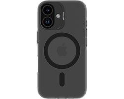 DECODED Clear Frosted Hoesje Geschikt voor iPhone 16 – Anti-Yellowing - 100% Gerecycleerd Materiaal – Geschikt voor MagSafe - Doorzichtig Hoesje – Zwart