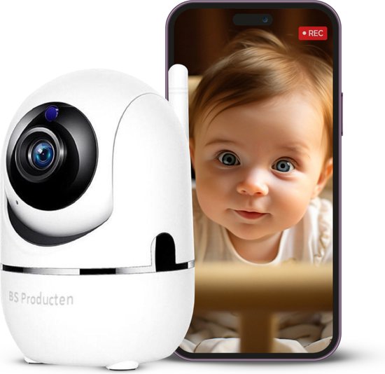 BS producten Babyfoon met Camera en App - WiFi - FULL HD - Baby Monitor - Baby Camera - Babyfoons met Beweeg en Geluidsdetectie - Indoor - Night Vision for Baby/Nanny - Bestverkocht - Wit