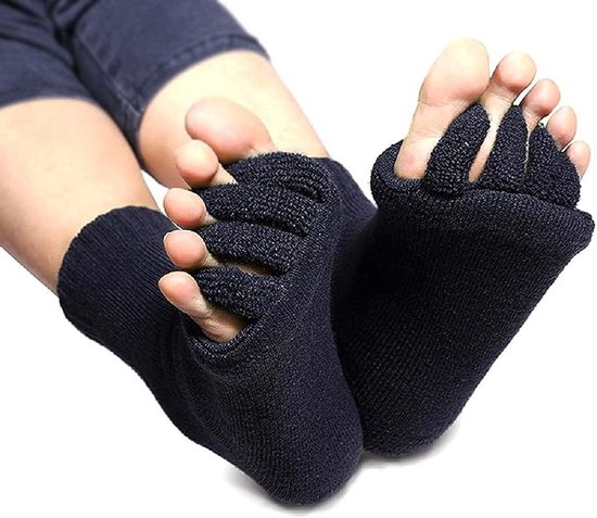 Yoga Teensokken - Sokken - Corrigerende Hallux Valgus Massage Teensokken - Yoga Fitness Sportmassage Voetpositioneringssokken - Teenseparatoren - Voetpositioneringssokken - Yoga Fitness Massage Open Teensokken - Pijnverlichting - Unisex - Zwart van Bergmansport — afbeelding 3