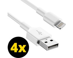 4x Oplader kabel geschikt voor iPhone - Kabel geschikt voor lightning - Oplaadkabel - USB kabel - Lader kabel