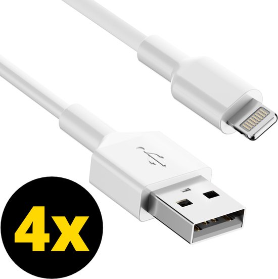 4x Oplader kabel geschikt voor iPhone - Kabel geschikt voor lightning - Oplaadkabel - USB kabel - Lader kabel