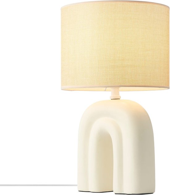 Nordlux Haze-tafellamp-keramiek-textiel-E27-beige