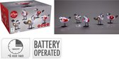 Doos met 5 LED-vogelfiguren, roodborstjes met glitters, op batterijen, 6 uur timer.
