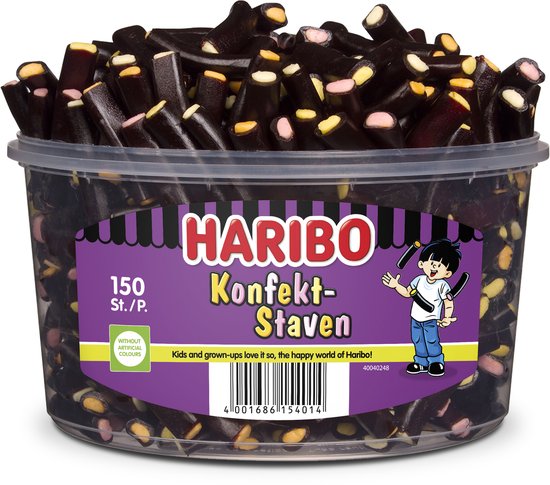 Haribo Konfekt Staven - drop - silo - 150 stuks à 1200g