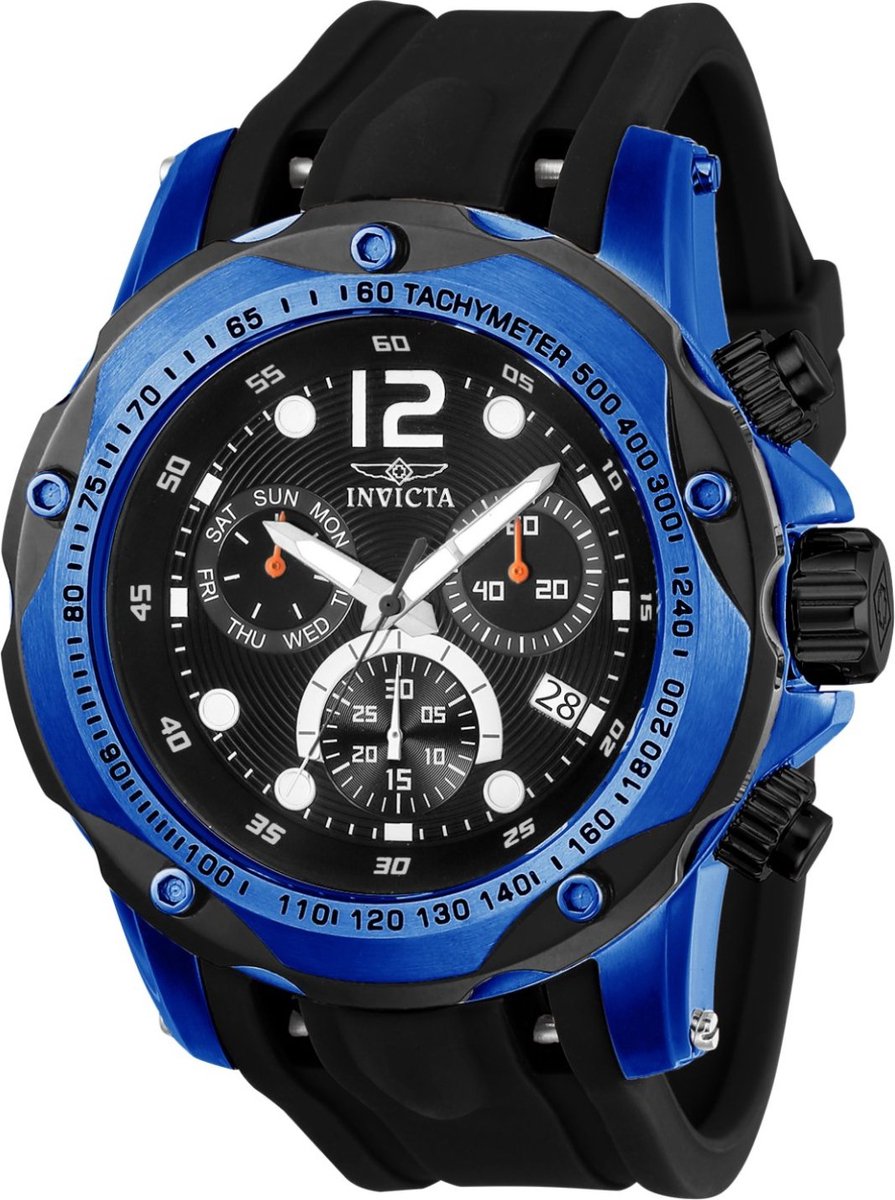 Invicta Speedway 20074 Heren Horloge - Waterdicht - Analoog - Quartz Uurwerk - Roestvrij Staal met zwarte Wijzerplaat - 51mm