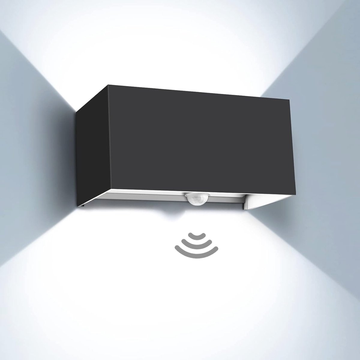 LED Buitenwandlamp met Bewegingsmelder - 20W Koud Wit, Verstelbare Stralingshoek, IP65 Waterdicht, Modern Design