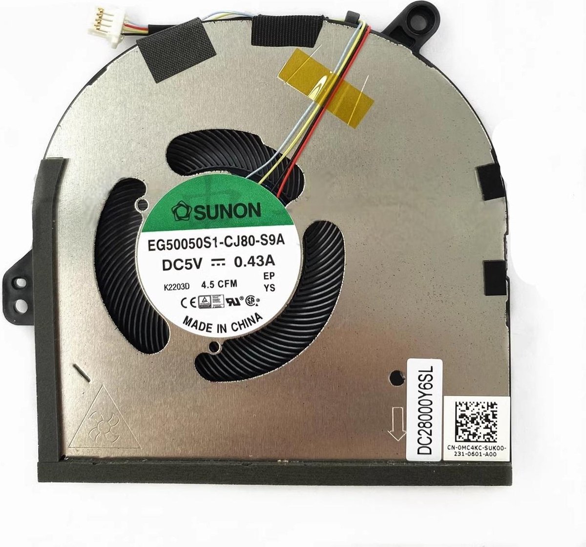 Vervangende Gpu / koelventilator voor o.a. Dell Precision 5570 / XPS 15-9520 Series - P/N: 0MC4KC / DC28000Y6SL